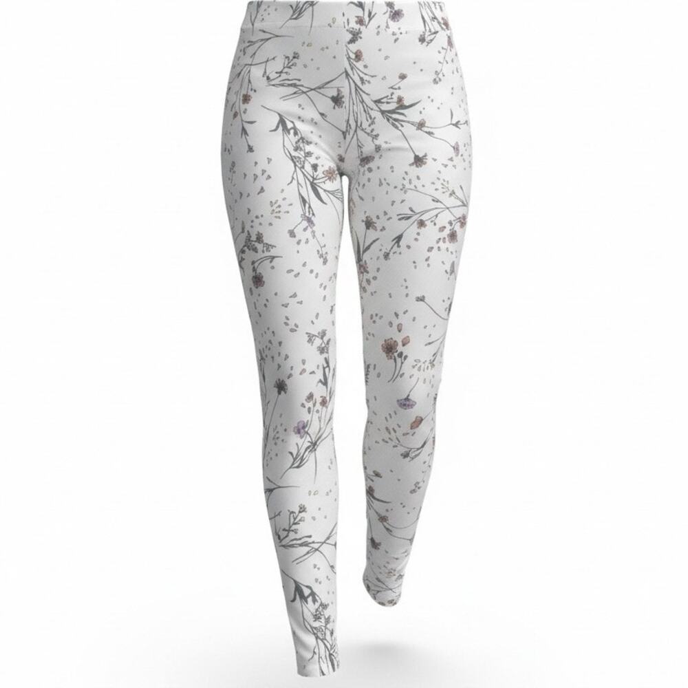 Utopia by Hue Floral Whiite Jeggings Size XL